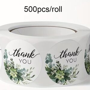 New Thank You Stickers Roll with Greenery Design 500ct